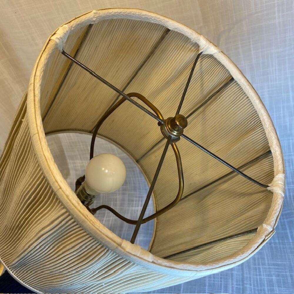 Pair of Vintage Mid Century Modern Walnut Wood Brushed Brass Table Lamps 34 inch - Picture 8 of 15